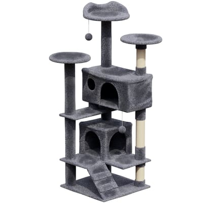 Avalo Krabpaal voor Katten - 7 Niveaus - Krabpaal voor Grote Katten - 137x50x50 cm Donkergrijs - Katten Krabpaal