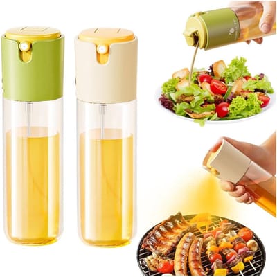 carmdering - Ölsprüher - Olieverstuiver - Glas Spuitfles - 2-in-1 Giet En Spray Functie - Fijn Vernevelende Dop - Voedselveilig Verdikt Glas - Lekkagevrij Siliconen Pad - Gezond Koken Met Minder Olie - 2 Stuks
