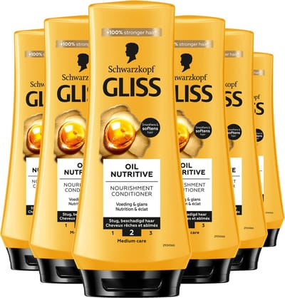 Gliss Oil Nutritive - Haarverzorging - Conditioner - Gezonde Glans - Lang en Droog Haar - Voordeelverpakking - 6x 200ml