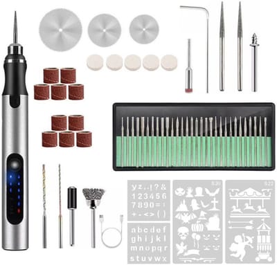 Elektrische graveerpen - Graveerpen USB Oplaadbaar - Graveerset - Elektrisch Graveerapparaat - graveermachine met 3 stuks sjablonen - graveerpen draadloos - professioneel etsgereedscha - DIY Tools - voor sieraden, glas, metaal, steen en hout