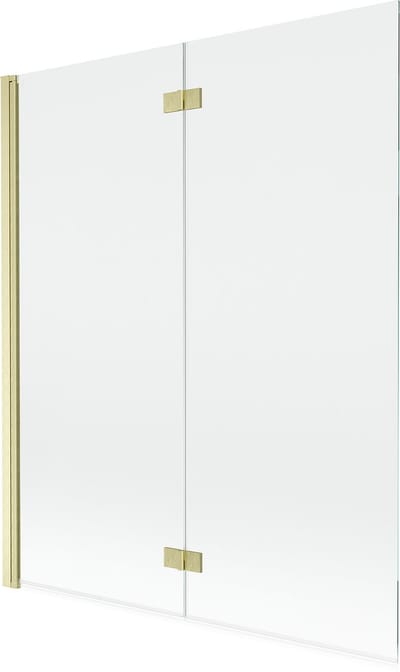 Mexen Mist badwand 2-delig links 140 x 150 , transparant, goud geborsteld - 8A9-140-002-55-00-L