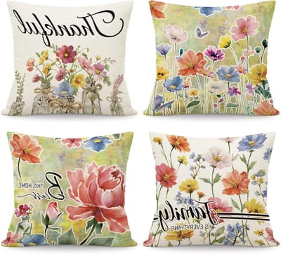 Kussenhoezen Set - Decoratieve Hoezen - Huis Aankleden - Vrolijk Lentethema - 45x45 cm - Kleurrijk