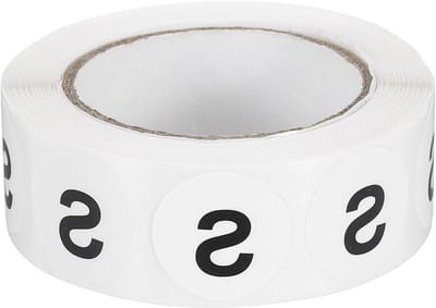 Letter S inventarislabels - 500 stuks zelfklevende ronde etiketten voor thuisorganisatie, kantoor en opslag, zwart, 0,75 inch
