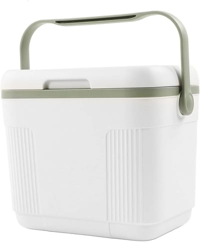 Koelbox - Draagbare koeler - Outdoor eten - Voedselveilig materiaal - 22L capaciteit - Wit groen