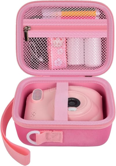 Kids Instant Camera Tas voor Digitale Instant Camera's - Beschermhoes met Ruimte voor Printpapier, Roze, Mode Accessoire