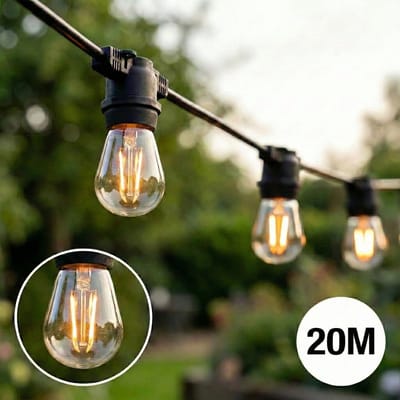 Complete set | Prikkabel 20 meter | Incl. 20 filament lampen | 1W | 2700K