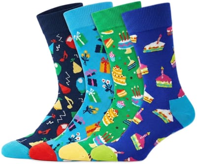 4 Paar – Happy Socks – Dames & Heren – Thema Feest – Katoen – Maat 36-40