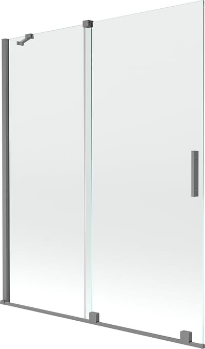 Mexen Velar badwand scherm 2-delig schuifbaar 140 x 150 , transparant, gun metal - 896-140-000-01-95