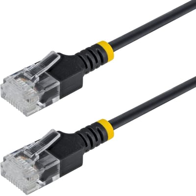 StarTech.com 1,5m Ultra Dunne Cat6a Netwerkkabel, Zwart, UTP, 34AWG Pure Koperdraad, Dunne RJ45 Patchkabel, Individueel Getest