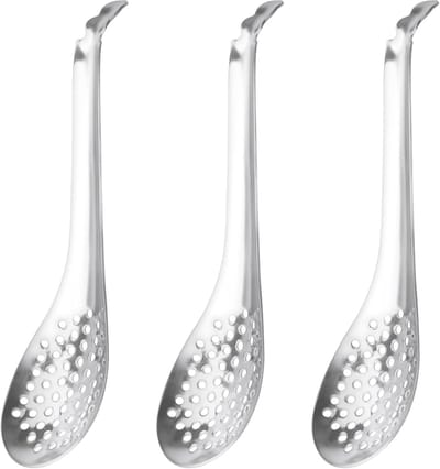 Set van 3 Kaviaarlöffels, Roestvrijstalen Löffels met Gaten, Sliplöffels voor Sferificatie