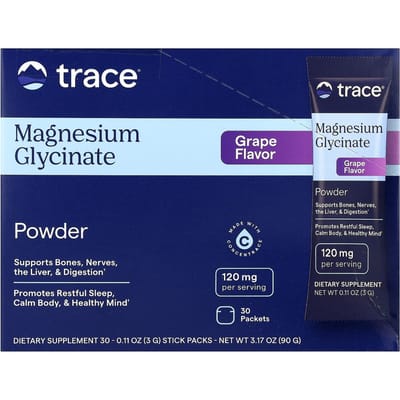 Glycine Magnesium Poeder, Druif, 30 Zakjes, 3G (0.11Oz) Elk