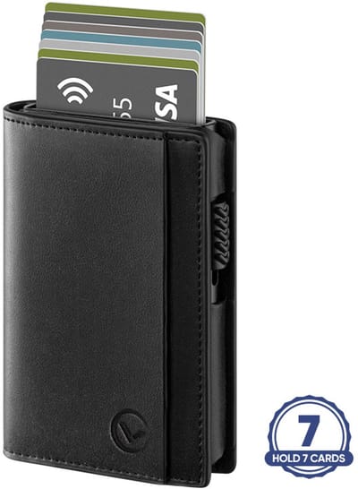VEXON Slim - Wallet pro - Premium Wallet Slim - Pasjeshouder Zwart - 7 Pasjes + Briefgeld - RFID Creditcardhouder - Pasjeshouder Mannen & Vrouwen - Pasjeshouder Uitschuifbaar - Kaarthouder - Kaarthouder Pasjes - Zwart