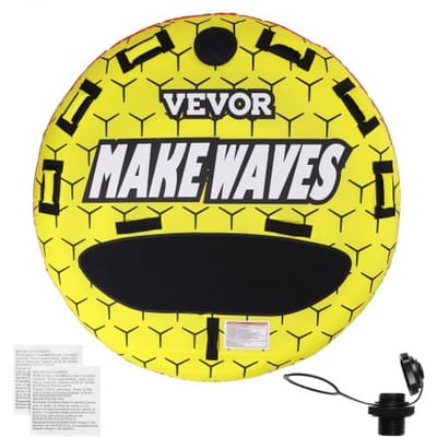 VEVOR Sleepbare Tube voor boten, opblaasbare boottubes en sleepbare tubes voor 1-3 personen, 510 lbs, 63 inch ronde watersport sleepbare tubes voor het trekken van boten, volledige nylon hoes