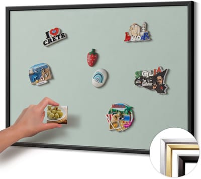 Wallfluent - Lichtgroen Magneetbord in Effen Kleuren - 80 cm x 60 cm - Magneetbord met Zwarte Frame - Celadon kleur - Magneetbord met Effen Frame - Magneetbord Multifunctioneel - Magnetisch Bord Decoratief