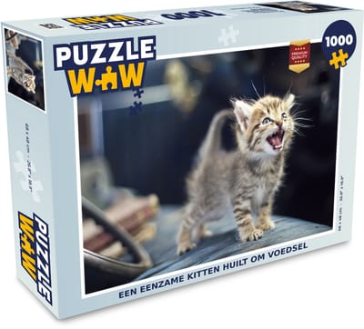 Puzzel Een eenzame kitten huilt om voedsel - Legpuzzel - Puzzel 1000 stukjes volwassenen