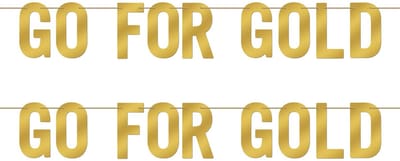 Dailygoody - Go For Gold Borden - Feestdecoraties - Goud - Sportthema - Banner voor Feestjes - 2 Stuks