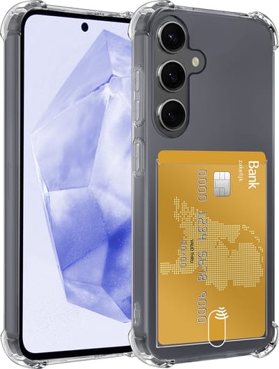 Hoesje - Geschikt voor Samsung Galaxy A35 - Met Pashouder en Kaarthouder - Telefoon Hoes Shockproof - Siliconen Case - Shock Proof - Back Cover - Pasjes Houder - Telefoonhoes - Transparant