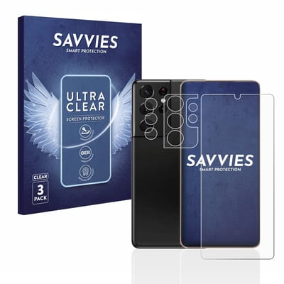 Savvies - Screenprotector voor Samsung Galaxy S21 Ultra 5G (Voor+Camera) - Folie Beschermfolie transparant 6 Stuks