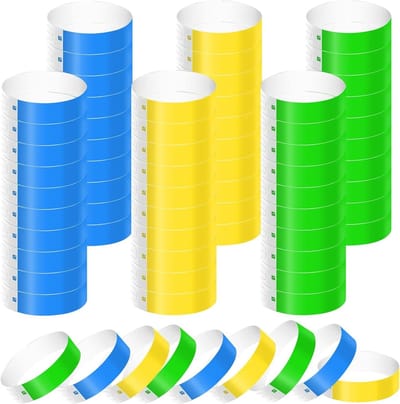 600 Stuks Neon Polsbandjes, Waterdichte Toegangsbandjes voor Evenementen, Feesten en Concerten in Groen, Geel en Blauw