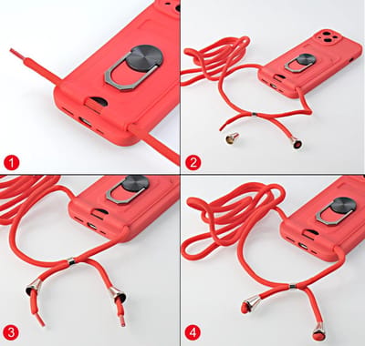 Telefoonhoesje met koord Geschikt voor: Apple iPhone XR - Pasjeshouder - Camerabeschermer - Magnetische Ringhouder - FuturiQ - Zwart