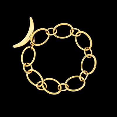 Victoria Valenza Goudkleurige RVS Ovale Schakelarmband met Kapittelslot - Armband - Goudkleurig - RVS - Schakelarmband