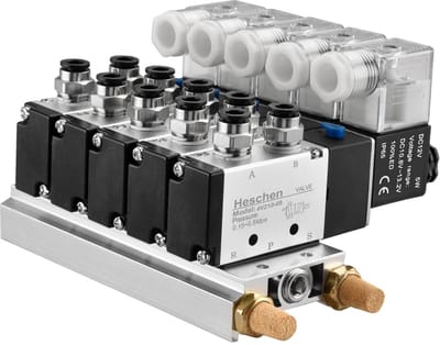Allecto - Solenoid Ventiel - Pneumatisch - 5 Weg 2 Positie - PT1/4'' - DC12V - Voor Compressie - Snelkoppeling - 1350 Gram