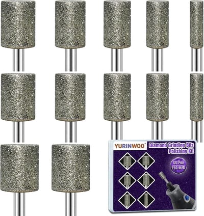 Keramische freesboren - 12-delig - Diamantdeeltjes - Voor graveren, slijpen en polijsten van steen en glas