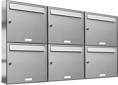 Brievenbus 6 personen - adressen - 3x2 RVS
