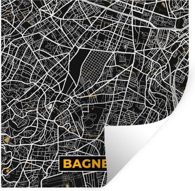 Muurstickers - Sticker Folie - Frankrijk - Stadskaart - Bagneux - Plattegrond - Kaart - 100x100 cm - Plakfolie - Muurstickers Kinderkamer - Zelfklevend Behang XXL - Zelfklevend behangpapier - Stickerfolie