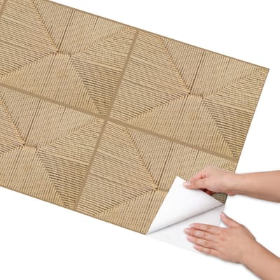 Coloray Meubel Wrap Folie - Beige Meubelfolie - 65x130 cm - Meubel Wrap Folie Gevlochten geometrie - Plakfolie Meubels - Boho Meubelfolie - Decoratiefolie Zelfklevend - Slaapkamer decoratie - Texturen