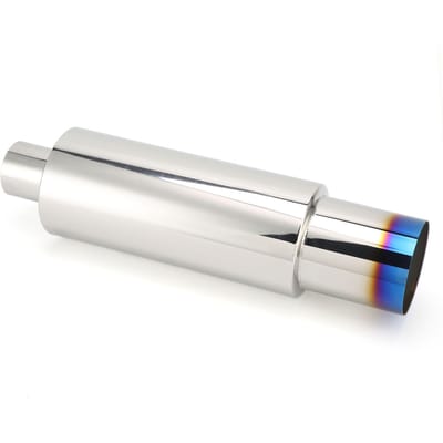 Silencieux d'échappement Insonorisant Acier Inoxydable Entrée 2.5in Sortie 4in Silencieux Arrière Sortie d'Échappement white