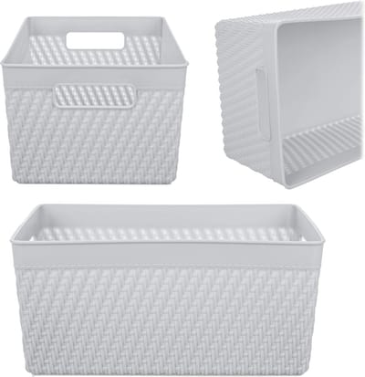 Lioni rechthoekige mand 25,5 x 16,5 x 12 cm lichtgrijs