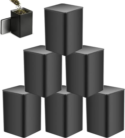 Set van 6 Opslagpotten voor Losse Thee, Metalen Theepotten en Vierkante Theepot met Deksel, Perfect voor Koffie, Specerijen en Meel (85 x 85 x 130 mm)