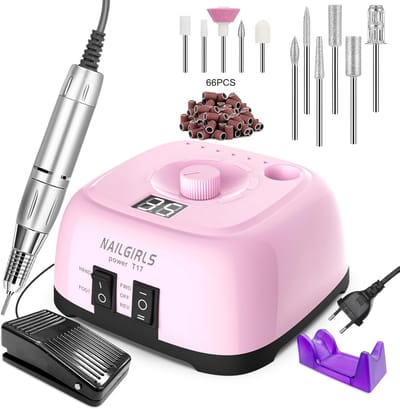 Elektrische Nagelfrees - Manicure Pedicure Set - Nagelverzorging Thuis - 35.000 RPM Instelbaar - 11-in-1 - Roze
