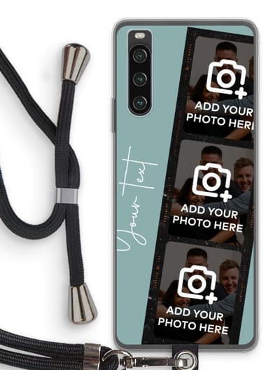 Gepersonaliseerd - Case Company® - Hoesje met koord geschikt voor Sony Xperia 10 IV hoesje met Koord - Filmrol N°1 - Telefoonhoesje met Zwart Koord - Bescherming aan alle Kanten en Over de Schermrand