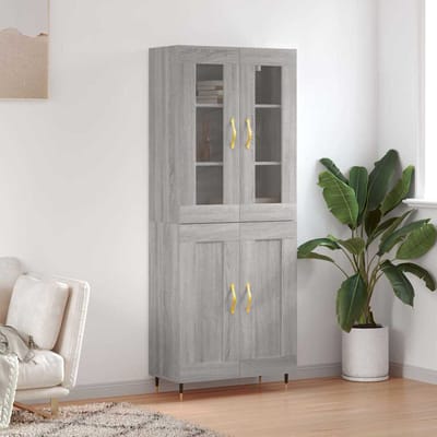 vidaXL - Hoge - kast - 69,5x34x180 - cm - bewerkt - hout - grijs - sonoma - eikenkleurig