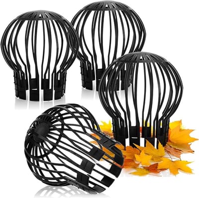 Regenpijp Beschermer -Bladvanger regenpijp - Set Van 4 Stuks - ø 12 X 14 Cm - Regenpijp Beschermkap - Bladvanger - Twijgen En Takken - tegen bladeren en takken - dakgootbescherming - Zwart