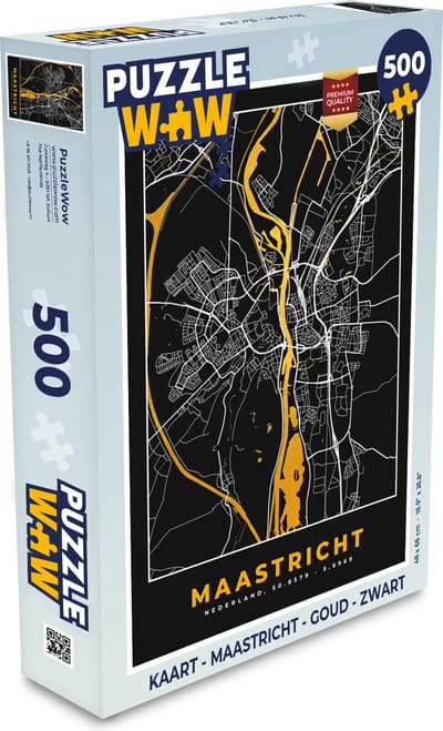 Puzzel Kaart - Maastricht - Goud - Zwart - Legpuzzel - Puzzel 500 stukjes