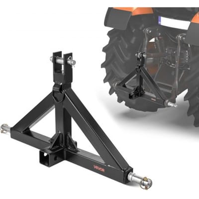 VEVOR driepuntshef met 2"-ontvanger, driepuntshef, capaciteit van 3000 lb, adapter voor tractor-aanhangwagenkoppeling, compatibel met Kubota, Mahindra, John Deere, Massey Ferguson