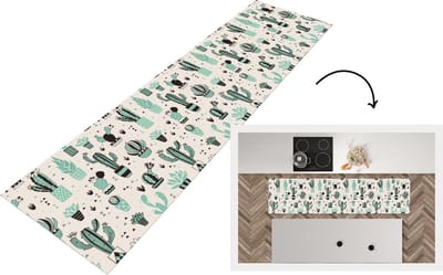 Keukenloper - Loper keuken - Patroon - Cactus - Pot - 200x50 cm - Keukenloper vinyl