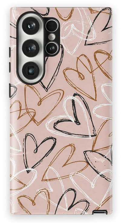 Tough Hoesje met Hartjes Samsung Galaxy S23 Ultra | Little Love Tough Case Geschikt voor Mag | Hartjes Print Backcover Samsung Galaxy S23 Ultra Artful Hearts