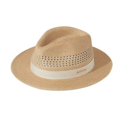 Zomer Panama Jazz Geperforeerde Gras Hoed Voor Mannen En Vrouwen Buiten Zonbescherming Ademende Zonnehoed Strand Brede Rand Strandhoed 54-57cm beige