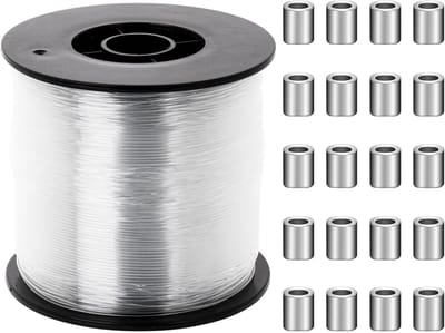 Sterk Nylon Draad 0.8mm x 200m Transparant - Inclusief 100 Aluminium Klemhulzen voor Knutselen en Vissen