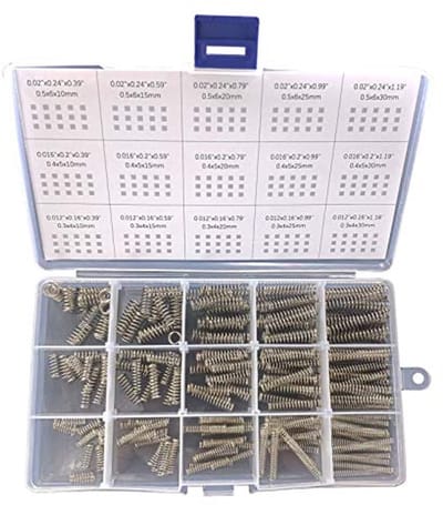 Assortimentskit voor compressieveren - 225 mini roestvrijstalen veren in 15 maten