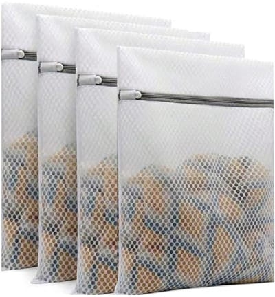 Waszakken - Waszakjes met Rits - Wasnetten - Waszak - Waszakje Lingerie - Laundry Bag - 4 Premium Honingraat Delicates Waszakken - met Rits Reisopslag Organisatietassen Kledingwaszakken - voor ondergoed Lingerie Klein -30x40cm