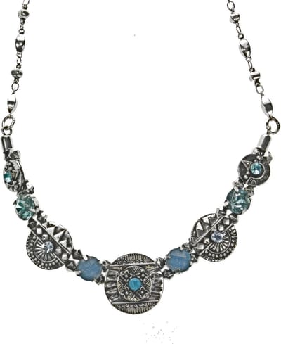 Behave - Vintage ketting dames - Zilverkleur blauw detail - 41 cm