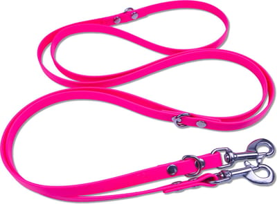 Miqdi - verstelbare, handsfree hondenriem van BioThane®- 3 meter lang - roze - M - voor middelmaat hond
