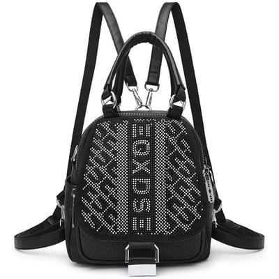 Sac de luxe léger pour femme en été, sac à dos haut de gamme et polyvalent, sac à dos de voyage à la mode serti de diamants, sac à dos de rangement et sac à dos décontracté black