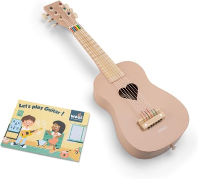 Houten Speelgoedgitaar - Muziekinstrument - Muziek Leren - Inclusief Liedjesboekje - 61 x 23 x 7 cm - Roze