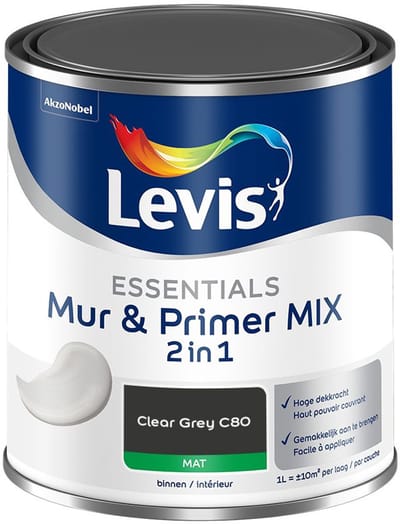 Levis - Essentials Mur & Primer Mix - Clear Grey C80 - Mengverf - 1 L